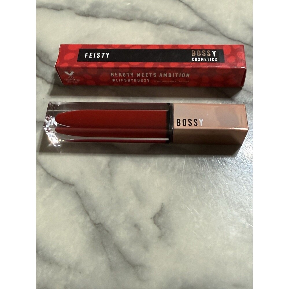 Bossy Cosmetics Vegan Lip Plumping Gloss ~ FEISTY (Bold Rouge) ~ NEW IN BOX